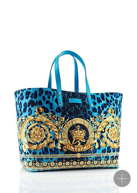 Versace, shopping bag da mare stampa Barocco Animalier